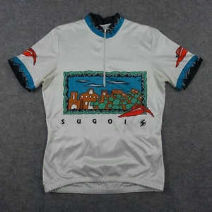 VINTAGE Sugoi Jersey Mens Medium White Art Outdoors Bicyclist Cycling 90s VTG M - Picture 1 of 18