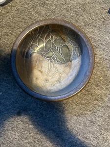 Vintage Diana Worthy Crich Pottery Stoneware Bowl Brown Blue And Red Tones - Picture 1 of 5