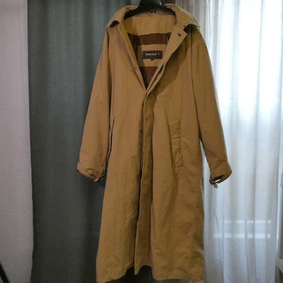 Gabardina Timberland Weathergear tostada para hombre L larga chaqueta de lluvia años 90 Foto 1 de 4