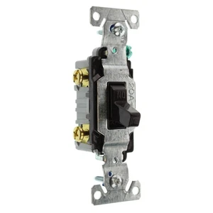 INTERRUPTOR DE PALANCA EATON COOPER CS120B-SP-L, 1 POLO, CONEXIÓN A TIERRA, 20A, 120V, MARRÓN - Imagen 1 de 3