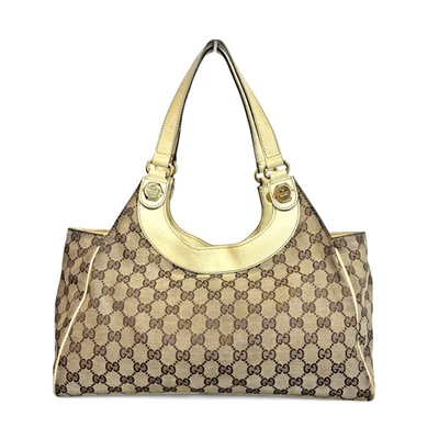GUCCI  Shoulder Handbag GG Canvas Brown 154982 Leather Trim Ivory Italy USED - Image 1 of 4