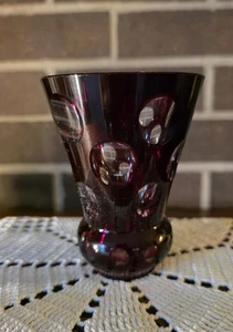 vintage Bohemian Ranftbecher vase in ruby garnet cut-to-clear crystal - Picture 1 of 9