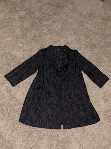 Eileen Fisher Black Textured Long Open Front Jacket Size XL - Picture 1 of 11