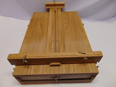 木制折叠画架立式50英寸高带手柄折叠腿带拉出式托盘 — 第 1/4 张图片