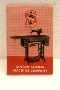 Vintage Singer Sewing Machine Advertising Pocket Mirror Red Black Graphics 3x2" - Picture 1 of 8