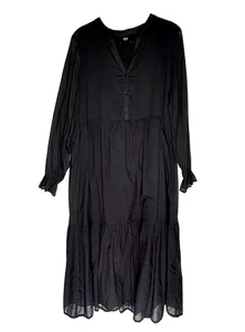 Maxi Vestido ABLE Jane Para Mujer Manga Larga Manga Larga Negro Algodón Talla Grande - Imagen 1 de 11
