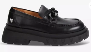 NAKED WOLFE AMALFI CHAIN DETAIL BLACK PLATFORM LEATHER LOAFERS EU 43 US 10 UK 9 - Picture 1 of 17