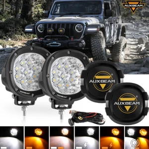 AUXBEAM 4" LED Fog Lights Pods White Amber Strobe Work Lamp For Jeep JL JK CJ TJ - Picture 1 of 12