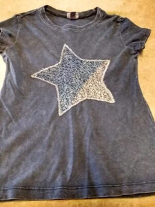 Girl's Justice Short Sleeve Star Denim Look Top Size 7   - Picture 1 of 4