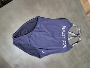 Nautica Womens Swimsuit Sz Large Navy One Piece Swim Competition Beach Pool - Picture 1 of 5