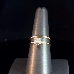 10K Yellow Gold Diamond Wedding Set 4.3g Size 7&8 (GO1060067) - Picture 1 of 4