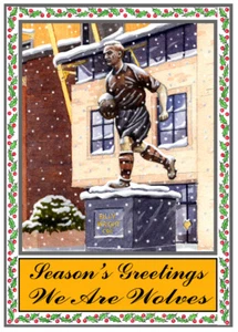 WOLVES FANS FOOTBALL BILLY WRIGHT STATUE GLOSSY CHRISTMAS CARD 8"x 6" FREE POST - Picture 1 of 2