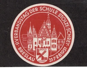 BRESLAU GERMANY 1931 STOLZE SCHREY SHORTHAND SYSTEM POSTER STAMP - Imagen 1 de 1