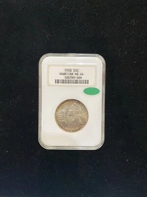 • 1928 Hawaii Sesquicentennial Half Dollar NGC MS 64 CAC Fatty Holder - Image 1 of 4