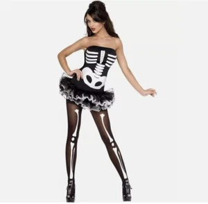 NEW Fever Skeleton Black Tutu Dress Ladies Halloween Fancy Dress Costume - Large - Picture 1 of 8
