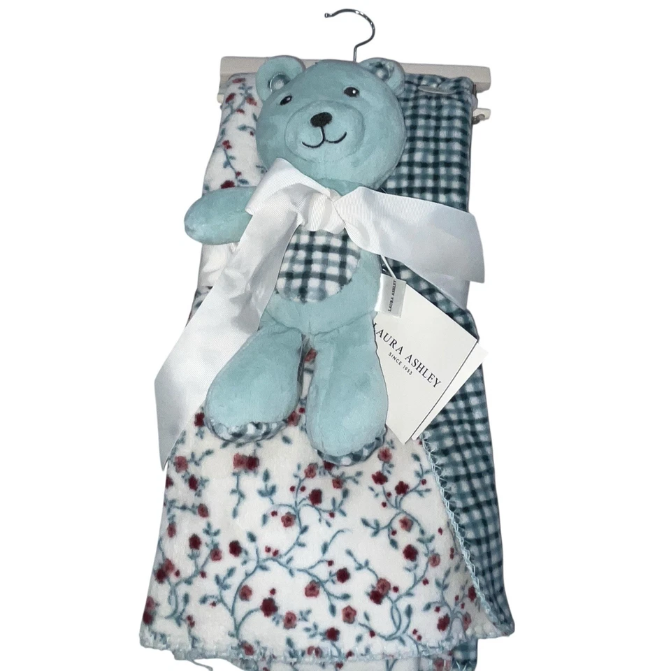 Laura Ashley Blencow Sprig Baby Blanket & Plush Toy Gift Set NWT Floral Green - Image 1 of 4
