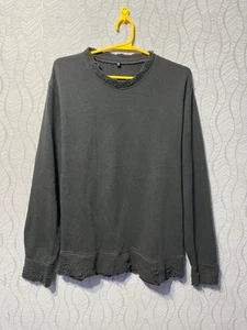 R13 Garment Dyed Avand Garde Distressed Mens Gray Vintage Crewneck Sweatshirt XL - Picture 1 of 13