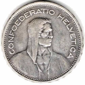 SILVER | 1932 5 FRANCS SWITZERLAND 1 SILVER RARE COIN | WT. 25 GRAM - Picture 1 of 2