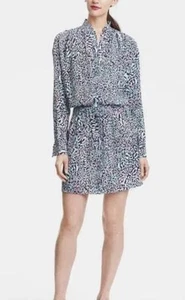 DIANE VON FURSTENBERG PRINTED SHIRT DRESS SIZE 14 100% Silk - Picture 1 of 12