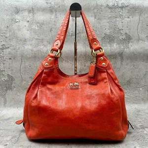 Coach Vintage Madison Maggie Hobo Shoulder Bag Orenge Leather Women - Picture 1 of 17