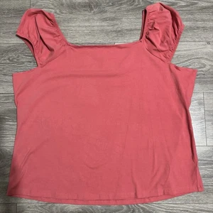 24/7 Maurices Plus Damenbluse rosa breite Träger elastischer Saum Ärmel U-Boot-Ausschnitt 3X - Bild 1 von 8