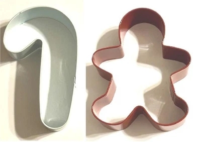 2 cortadores de biscoitos de Natal Wilton metal bengala doce pão de gengibre homem tamanho padrão - Imagem 1 de 3