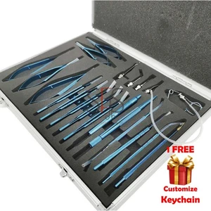 21 Pcs Titanium Eye Cataract Ophthalmic Surgical Instruments Set With Case Box - Picture 1 of 8