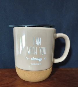 Inspirierende Keramik Kaffeetassen -15 Unzen mit Korkboden mit Schiebedeckel Creme - Bild 1 von 7