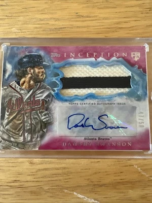 2017 Topps Inception - Inception 亲笔签名布贴 Dansby Swanson 品红 /50 — 第 1/2 张图片