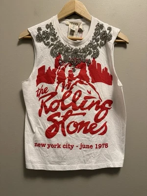 ALICE + OLIVIA Micah Embellished Muscle White Tee Size XS/S Rolling Stones NWT - Image 1 of 4