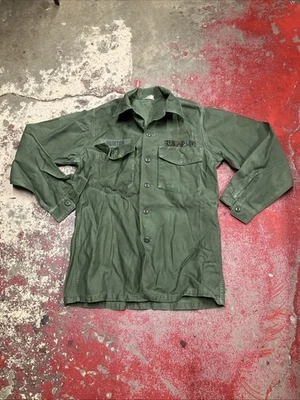 Vintage US Military Shirt Mens M Green Utility Surplus OG 507 Lot 34 - Image 1 of 4