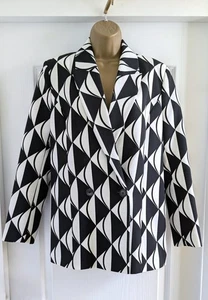 Blazer River Island Monocromo Negro Blanco Geométrico Doble Pecho Talla 10 - Imagen 1 de 5