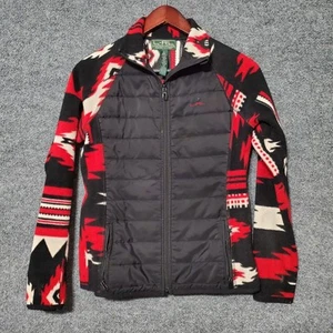 Lauren Ralph Lauren Jacket Women Small Red Aztec Southwest Fleece Full Zip LRL - Picture 1 of 13