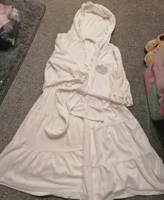 Vintage Juicy Couture Creamy White Thick Hoodied Dressing Gown Y2k 90s - Image 1 of 4