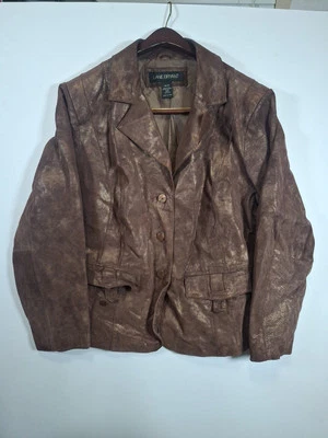 Chaqueta Lane Bryant 100% CUERO GENUINO Mujer Plus 18/20 Marrón Tinte Dorado Foto 1 de 4