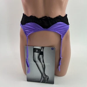Cinturón Liguero Victoria's Secret Encaje Floral Púrpura XS/S con Medias Negras S Nuevo con Etiquetas - Imagen 1 de 11