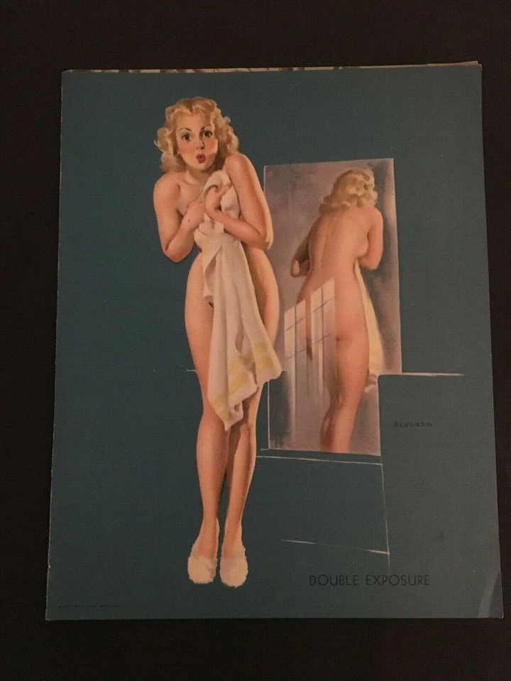 1940'S VINTAGE GIL ELVGREN PIN UP PRINT DUPLA EXPOSIÇÃO - Imagem 1 de 1