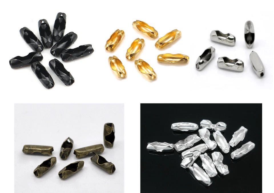 100 Verschlüsse Klemmverschluss Verbinder für Kugelkette 1.2  1.5  2.0  2.4  3.2 - Bild 1 von 1