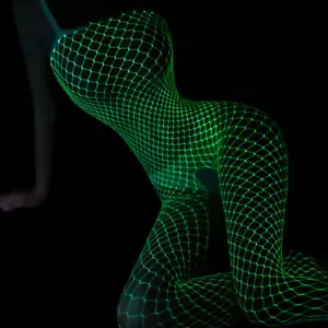Sexy Lingerie Nightwear Women Luminous Fishnet Body Stocking Bodysuit Sleepwear - Picture 1 of 9