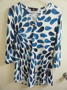 NWT LILY BY FIRMLANABLUE RAIN DROP DESIGN MEDIUM 3/4 SLEEVE #7860 - Picture 1 of 4