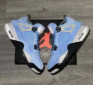 Size 7 - Jordan 4 Retro Black Tech Grey University Blue MESSAGE BEFORE PURCHASE! - Picture 1 of 6