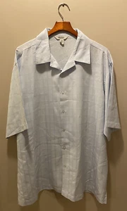 Linea Uomo Shirt 2XLT Tall Blue Button Up Short Sleeve Polyester - Picture 1 of 4