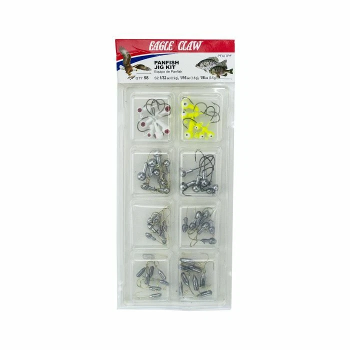 Kit de plantilla Eagle Claw Panfish 58 piezas Crappie & Bluegill Jighead Surtido Foto 1 de 1