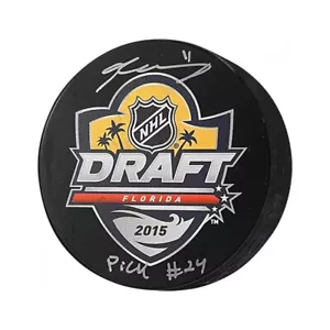Travis Konecny Philadelphia Flyers Auto 2015 NHL Draft Logo Puck JSA (Auswahl #24) - Bild 1 von 2