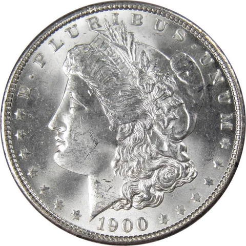 1900 Morgan Dollar BU Uncirculated Mint State 90% Silver $1 US Coin Collectible Cover
