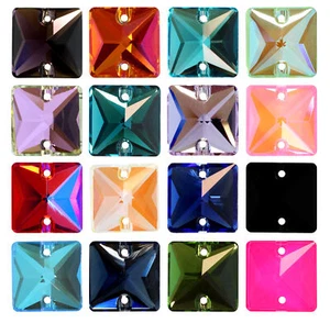 AUREA Crystals A3240 Square Aufnähsteine Kristalle 2 Löcher zum Nähen - Picture 1 of 45