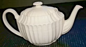 Spode Chelsea Wicker C1890T Porcelain Tea Pot all white Made in England - Picture 1 of 7