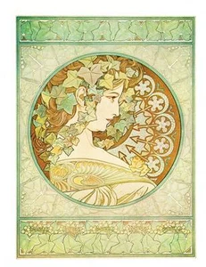 Alphonse Mucha 1976 Authentic Vintage Art Nouveau Print 1901 "Lierre" Book Plate - Picture 1 of 1