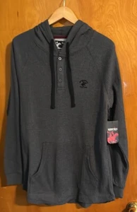Thermal Hoodie Mens Medium Gray Henley - Picture 1 of 3