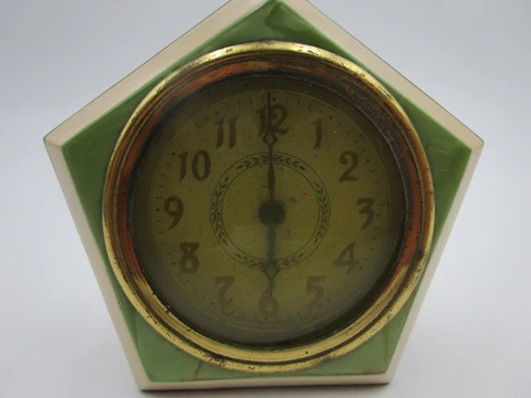 Vintage Art Deco New Haven Clock wind-up clock 5 sided Cover